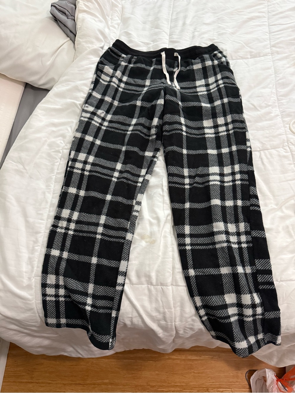 Cuddl Duds Black & White Plaid Fleece Lounge Pants